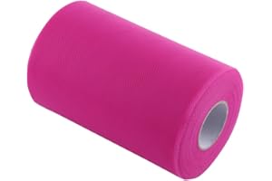 Longzhou Tulle Roll, 100 Yards 15cm Decorazione per Matrimoni Fai-da-Te Tulle Roll Spool Apparel Tessuto a Maglia per Parte da Cucire(Rosa Rossa)