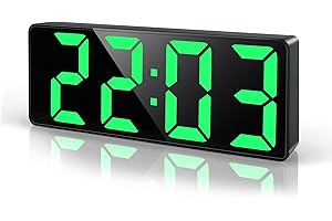 Lafocuse Cyfrowy budzik LED przy łóżku z dużym wyświetlaczem 17,8 cm, drzemka, zasilanie Type-C/bateryjne, regulowana jasność, data, temperatura, zegar stołowy dla osób twardo śpiących, do sypialni