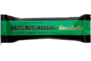 Barebells Hazelnut & Nougat High Protein and Low Carb Bar, Low Sugar Snack Protein Bar with 20g protein, 55g