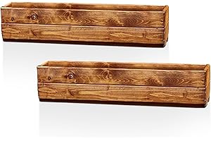 Hortico Set of 2 Wooden Garden Planters | Window Box | Rectangular Plant Pots Outdoor | Fully Assembled H15 L76 W23 cm, 24.5L, Made in the UK