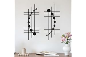 DUOOLN 2 Pcs Black Abstract Metal Wall Decor, Minimalist Hanging Wall Single Line Art, Modern Geometrical Metal Wall Sculptures Painting for Living Room Bedroom Bathroom Study Room Home Ornamental