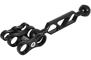 BTUWRUI Aluminium Alloy Diving Light Torch Double Ball Joint Arm and 2 Butterfly Clip Clamp Bracket for Underwater Photography Camera
