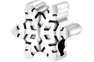Andante-Stones 925 Perlina d'Argento Bead a Forma di Fiocco di Neve Ciondolo da Donna Charm per bracciali e collane Europei + Sacchetto di Organza