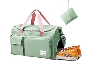 Aedcbaide Borsa da notte per il fine settimana da donna Borsa da palestra separata asciutta e bagnata grande capacità, borsa da weekend espandibile in tela