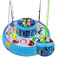Goyal's Fish Catching Game Big Size with 26 Fishes, 2 Rotating Fish Pond, 4 Catching Pods Magnetic Hooks with Music and Light Best Engaging Educating Fun Gift for Kids Baby Toddler (Blue)