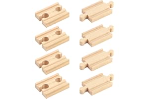CLYDEWY 8pcs Wooden Train Track Accessories Railway Trains Tracks Connectors Adapters Sets Male-Male Female-Female Expansion Packs Wood Train Railroad Toy for Toddlers Kids Boys Girls