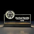 WOWOOD Customized LED Name Plate for Office Desk Table Lamp Name Sign Gift for Judge Advocate Lawyer Wakil Civil High Court Tarazu Size (10 x 6 inch) (for Lawyer)