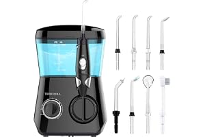 TUREWELL Mundusch, elektrisk tandrengöring med 10 trycknivåer och 8 munstycken, IPX7 vattentät oral Irrigator, 600 ml vattenflossning för hemmet