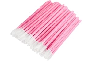 MEMOFYND 200 Stück Rosa Lippenstift, Rosa Lippenstiftpinsel, Lippenstift-Concealer-Pinsel, Lippenstift-Applikator, Wimpernpinsel, Lippenstift-Applikator, Make-up-Werkzeuge