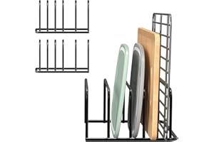 YHNDECO 2 Soportes para Tablas de Cortar, Soporte para Tapas de Ollas con 5 Ranuras, Soporte para Tablas de Cortar