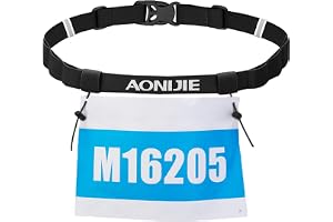 TRIWONDER Löpbä för Triathlon maraton justerbart racernummer bä med 6 elastiska gelöglor lätt haklappshållare