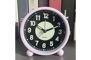 EBILUN Silent Bedside Alarm Clock Non Ticking Glow-in-the-Dark Bedroom Clock (pink)