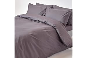 Homescapes 3-teiliges Perkal-Bettwäsche-Set dunkelgrau aus 100% ägyptischer Baumwolle, 1 Bettbezug 200x200 cm & 2 Kissenbezüge 48x74 cm