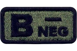 EmbTao Tipo B Negativo Gruppo sanguigno tattico con Fissaggio Chiusura a uncino e asola Ricamata Toppa, Oliva Drab