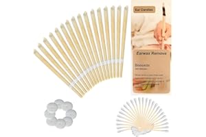 MYIVEN Natürliche Ohrkerzen Bienenwachskerzen, Duft Bio-Pflanzenmaterial, hohle Kegelkerzen 16 Stück, hohle Kegelkerzen mit 8 Schutzscheiben