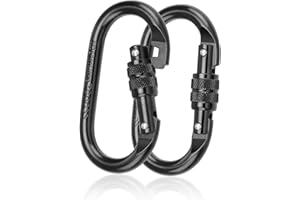 Karabiner Groß 25KN, PARFCO 2 Stück Karabiner Klettern, Tragende Legierung Karabinerhaken Klettern, Karabinerhaken Groß für Hängematte, Bergsteigen, Schaukel