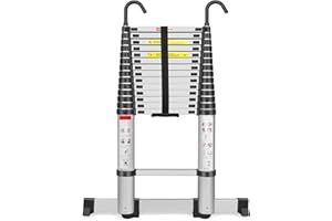 LOUAK&HIRON Alu Teleskopleiter 4,4M Ausziehbare Leiter Klappleiter Stehleiter Rutschfester aus hochwertigem Aluminium Ausziehleiter Mehrzweckleiter Haushaltsleiter 150 kg