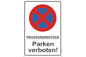 ‎CHINYROZA Schild Privatgrundstück Parken Verboten Aluminium Reflektierend - 44x30cm Schild Privatgrundstück Groß - Parken Verboten Schild Metall - Schild Parken Verboten Privatparkplatz Alu