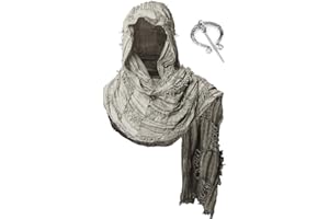 FSUJWOA Mittelalter Schal Wrap Umhang, Schultertuch Langes Tuch mit Brosche, Renaissance Hooded Shaw, Schamanen Kapuze