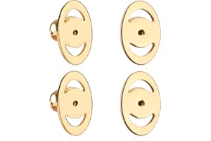 PEUTIER 4 Pezzi Sollevatori per Orecchini, Bottoni Forati Alzaorecchini per Orecchie Cadenti, Piatti Bloccaggio Supporto per Orecchini Grandi a Perno Pesanti (Oro)