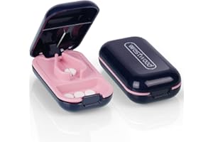 ACWOO Small Pill Tablet Cutter, Portable Pill Splitter for Small and Large Pills Cut in Half Quarter, Cutting & Storage 2 in 1 Tablet Pill Dispenser per Elderly, Child, Dog, Cat, Pet, Travel (Blue)