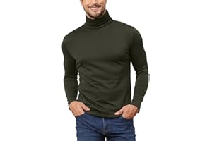 HOEFIRM Pull Col Roulé Hommes T-Shirts Pulls Homme Manches Longues Casual Base Slim Fit Hiver sous