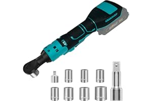 BYCZONE 3/8" Cordless Ratchet Compatible with Makita 18V Battery, Electric Power Ratchet, 60N.m 400 RPM Square Drive Wrench with Variable Speed, 7 Sockets, 1/4" Adapter & 3" Extension Bar (Tool Only)