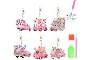 Starnearby DIY Diamond Painting Schlüsselanhänger Doppelseitig Diamant Malerei Schlüsselbund Anhänger Geschenke für Frauen Familie Festliche