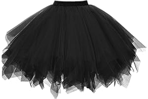 DTOHMOM Dam tutu klassisk kjol, baletttyllkjol, underkjol, kort klänning, tyllkjolar, 50-tals vintage balett, elastisk danskj
