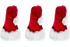 Ciffre 3er Set WEIHNACHTSMÜTZE NIKOLAUSMÜTZE PLÜSCH DICKER FELLRAND für alle KOPFGRÖßEN Erwachsene und Kinder