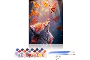 Nvseaty Malen nach Zahlen Kinder ab 7 8 9 10 Jahre Mädchen, Malen nach Zahlen Erwachsene Kinder Teenager Jugendliche Malen-Nach-Zahlen Tiere Fuchs Kreatives für Mädchen 8 Jahre Geschenkideen