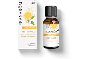 PRANAROM Pranarôm - Diffusore - Fragranza per ambienti biologica - Zeste Tonico - Oli Essenziali per Diffusione - Limone e Bergamotto - Fragranza frizzante e piccante - 30 ml