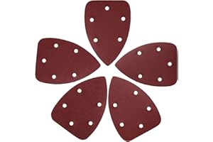 CUCKYZIRL Mouse Detail Sander Pads - 50 Pieces Sanding Sheets Hook and Loop Assorted 60/80/120/180/240 Grits Sander Paper - 5 Holes Triangle Sandpaper for Black and Decker Detail Palm Sander