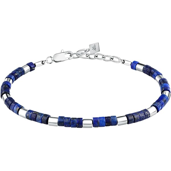Morellato Bracciale Uomo Acciaio E Onice - Collezione PIETRE - Lunghezza 19+3 Cm - Chiusura A Moschettone - Regalo Uomo