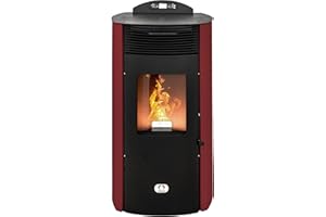 ‎STUFE A PELLET ITALIA STUFE A PELLET ITALIA Siberia Aria New 15 KW WiFi | Pelletöfen Heizt 140m² Effizienz 92% Autonomie 30 Std Programmierbar WiFi-Steuerung 5 Geschwindigkeiten und Kräfte 24 Monate Garantie Rot