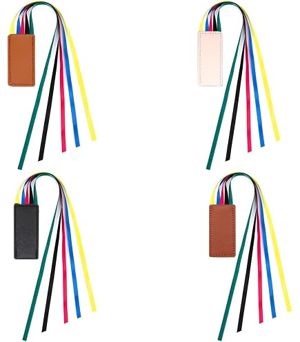 ROYJJ 4 segnalibri a nastro in pelle con nastri colorati, per amanti dei libri, lettori e insegnanti