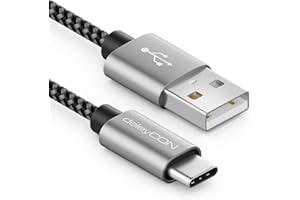 deleyCON 1m Nylon Kabel USB-C Kabel do Ładowania Kabel do Transmisji Danych USB Typu C Metalowa Wtyczka Ładowanie i Synchronizacja Telefonu Komórkowego i Smartfona