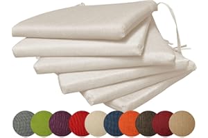 chilly pilley Coussin De Jardin Set De Coussins De Chaises De Jardin Coussin De Siège Salon Chambre Plusieures Couleurs (Set: 6 Oreiller, Crème)