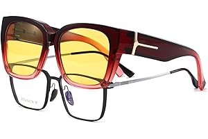 Musivon Übergröße Überzieh Sonnenbrille Herren und Damen, Quadratisch Nachtsichtbrille für Autofahrer, Polarisierte Nachtfahrbrille für Brillenträge UV400 Schutz HD Gelb Gläser für Fahren