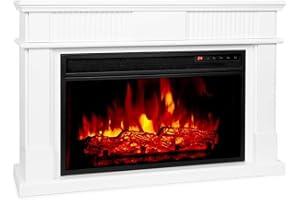 Klarstein Bern Electric Fireplace - 1000/2000 Watts, LED Flame Illusion, Remote Control, Thermostat: 10-30 ° C, Weekly Timer, Open Window Detection, Overheat Protection, MDF Housing, Colour: White
