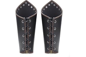 Mayting 2 Pcs Cuir Protège-Bras Bracelet, Tir à l'arc Protection Bras Garde Gantelet en Cuir Vitesse Réglable Brassards Antiques Tir Chasse LARP Costume Médiéval Armure Bracelet