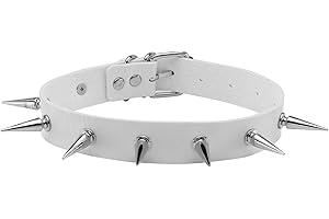 MILAKOO Femmes Hommes Cool Punk Goth Métal Spike Clouté PU Collier en Cuir Noir Collier Ras du Cou