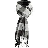 heekpek Mens Scarves Winter Soft Warm Tassel Scarf for Women Men Cashmere Feel Stripe Plaid Tartan Scarf