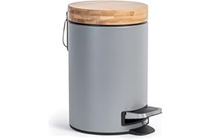 Kazai. 3L Designer Bathroom Bin | Superior Bamboo | Soft Closing | Anti-Finger | Grey