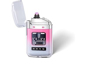 Sumokaii Electric Lighter, Type-C Rechargeable Lighter, Dual Arc Design Ligh-ter, Windproof Ligh-ter, LED Power Display, Windproof Plasma Dual Arc, Compact and Easy to Carry, High-value Gift (Pink)