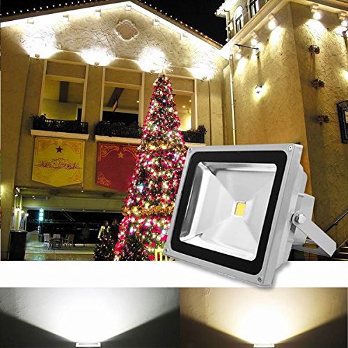 MCTECH Grau 50W Warmweiß 2500~3000K LED Fluter Lampe Strahler Scheinwerfer Licht Wasserdicht IP65 4500-5000 Lumen 230V Aluminium (Warmweiß) - 5