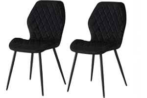 Weegstok Velvet Dining Chairs Set of 2 Kitchen Chairs Dining Room Lounge Reception Chairs with Metal Legs for Living Room Bedroom, Black