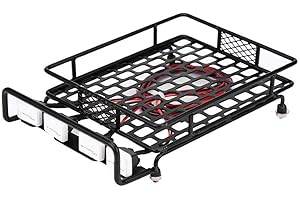 Dilwe Support de Toit de Voiture RC, Porte-Bagages de Support de Toit avec LED pour Axial SCX10 1/10 RC Voiture(2 Blanc 2 Rouge)