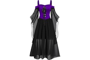 AMhomely Halloween Dress for Women Clearance, Medieval Evening Party Prom Cocktail Swing Dress Vintage Elegant A-line Dress Gothic Dress Victorian Dresses Plus Size UK