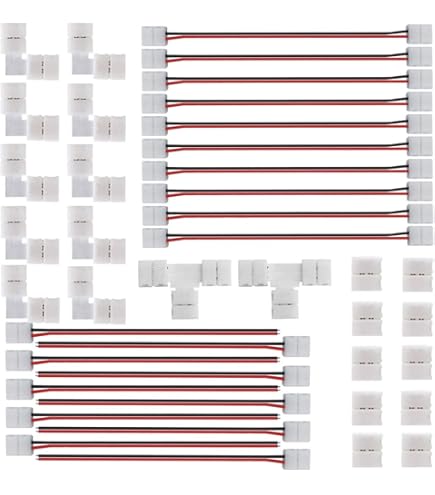 74-Piece LED Strip Light Connectors Kit - 4 Pin 10mm Polished * Clamps, Non-Solder Plastic Multifunctional Connectors With Seamless Extension For Strip To Strip & Controller Links, No * Required - View #5
